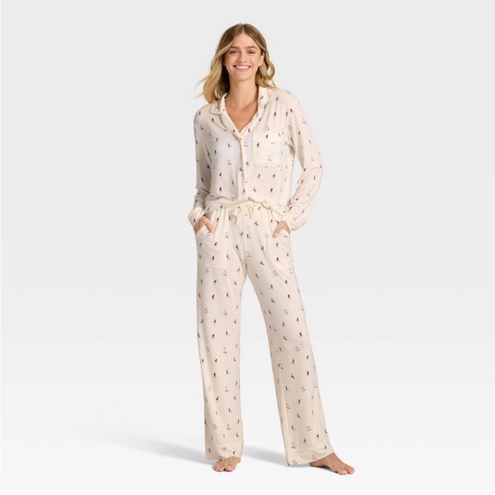 Auden Cream Pajama Set with Red and Blue Accents